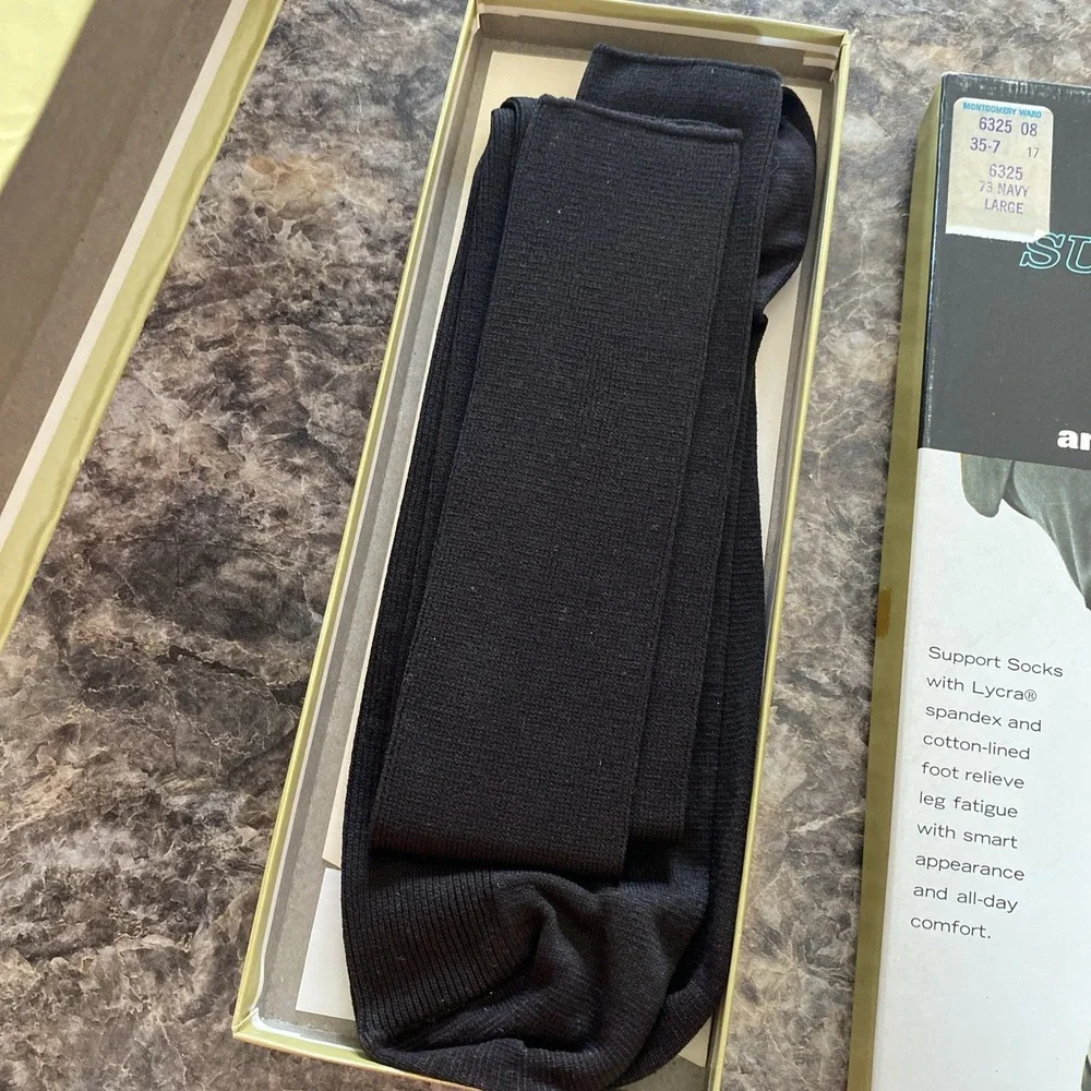 2 Vintage Montgomery Ward Support Socks Anti‎ Static Size Large New Rare